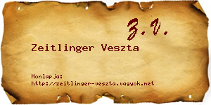 Zeitlinger Veszta névjegykártya